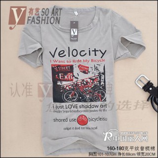 中国服装网供应时尚圆领男式短袖T恤批发