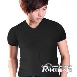供应批发彩兰凯琳内衣 男式内衣 V领纯棉短袖/T恤 四季打底衫