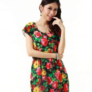 琦芬曼服饰开通团批啦！韩国丝甜美淑女碎花连衣裙2折抢批