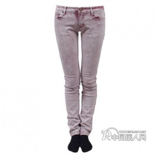 春新 水洗白低腰修身型粉色牛仔裤