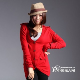 欧秀芭莎春秋薄款修身型 中长款针织衫开衫