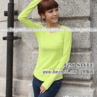 小孩子穿的打底T恤批发女装圆领T恤批发螺纹棉弹力打底衫批发