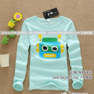 几岁孩子服装批发小孩子打底的小衫批发中小童印花圆领小衫批发