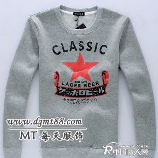 秋冬男装批发男装印花长袖T恤批发韩版男装圆领卫衣批发