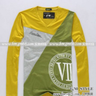 时尚圆领T恤批发男装上衣批发韩版男长袖批发修身男装长袖T恤批