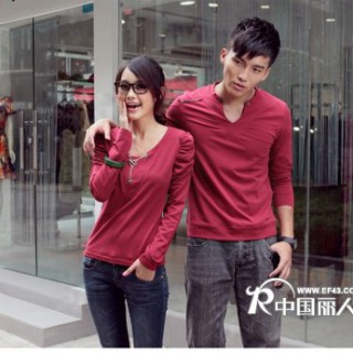 广西桂林情侣装长袖T恤批发广西服装批发字母印花情侣装批发情侣