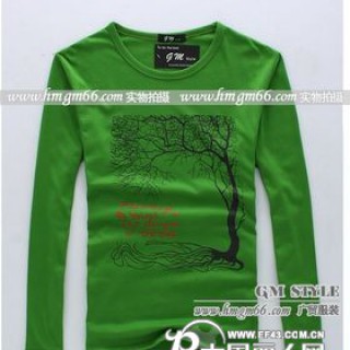 男装纯棉长袖T恤批发韩版男装印花T恤批发时尚男装长袖T恤批发