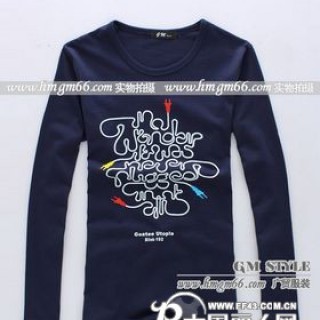 男士长袖小衫批发拼色男装长袖T恤衫批发长袖修身男装T恤批发