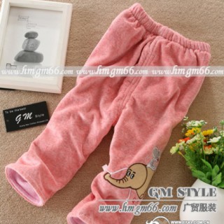 儿童保暖卡通双层绒棉裤批发