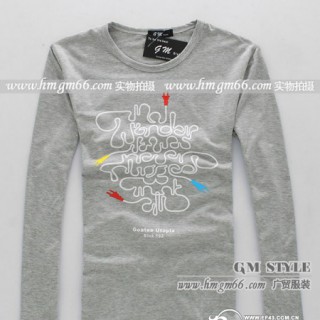 纯棉印花长袖批发男装T恤款式
