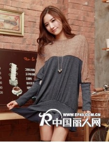 2012新款可爱长袖T恤加厚长款T恤拼色T恤批发