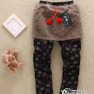 女童假两件式不倒绒棉裤批发