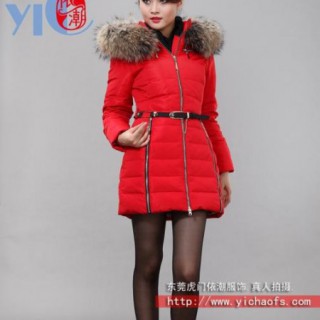 百潮时尚羽绒服批发2012新款长款羽绒棉衣厂家直销