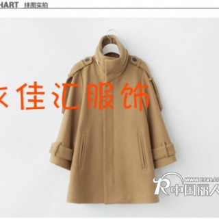 2012秋冬新款韩版斗篷毛呢大衣批发高品质貉子毛领皮外套批发