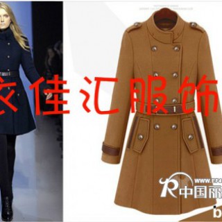 山东哪里有欧美风修身女装毛呢大衣批发韩版显瘦呢大衣外套批发
