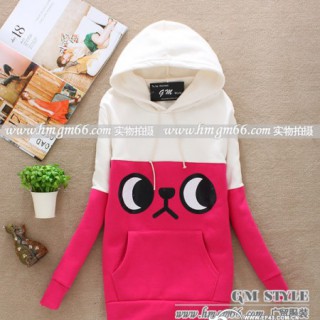 加绒印花卫衣批发拉绒长款卫衣批发时尚女装卫衣批发市场韩版女卫