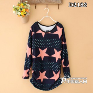 批发磨毛舒适纯棉打底衫 长款圆领长袖t恤 女装上衣