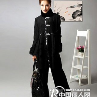 库存尾货复古唐装款兔毛羊毛尼大衣急处理