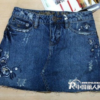 库存尾货原单外贸女装牛仔短裙急处理