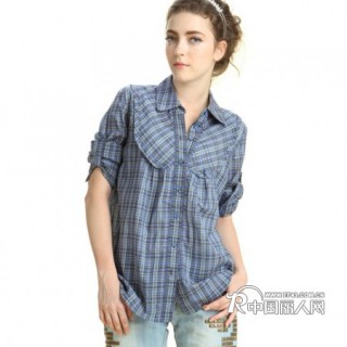 秋装新品2011女装 衬衣 英伦长袖格子休闲 衬衫