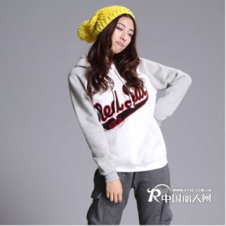 新款纯棉时尚字母图案 灰白拼接宽松款卫衣