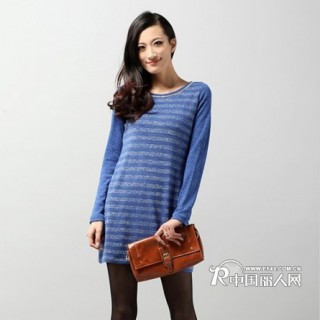 2012春季新品 长袖圆领烫钻针织上衣 两色入 6G1343B