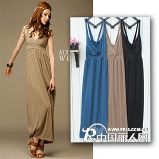 十三行人棉长裙批发义乌欧美日韩长裙批发库存吊带裙白马高档裙子