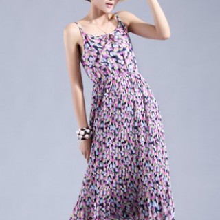 2012时尚品牌女装唯美波西米亚雪纺吊带长裙款式图片