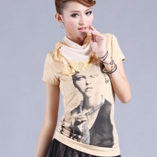 2012夏季韩版时尚女装最新款流行蕾丝拼接T恤款式