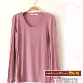 2012秋冬新款 莫代尔长袖T恤纯色百搭打底衫 女装秋装特价