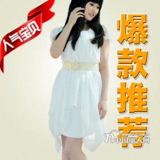 湖北连衣裙生产厂家直销最新款不规则大裙摆雪纺连衣裙赠腰带