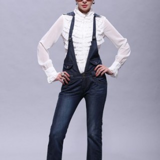 2012秋季韩版女装最新款时尚帅气工装牛仔背带裤款式