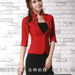 新款职业女装-三折起韩版修身套装批发|五朵花服装批发