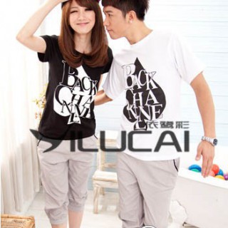 长沙夏季情侣装低价特批 情侣装批发流行时尚的情侣T恤批发