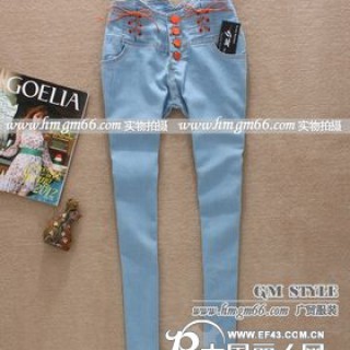 时尚牛仔裤批发流行高腰牛仔长裤批发韩版牛仔裤批发便宜潮流牛仔