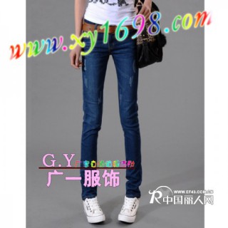 秋季韩版女装牛仔裤批发厂家秋冬季潮流女装牛仔裤批发货源