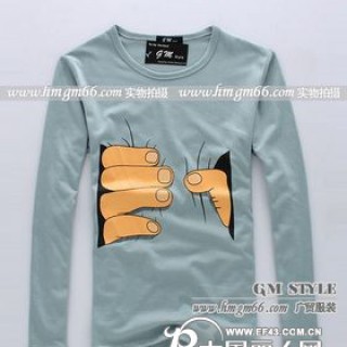 潮流时尚秋冬男装批发纯色男装长袖批发韩版男装T恤衫批发