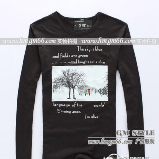 男士韩版长袖批发男款印花长袖批发男装时尚长袖小衫批发虎门长袖