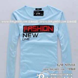 男装打底衫批发纯色V领男装长袖T恤打底衫批发纯棉印花长袖批发