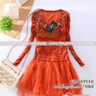 针织春秋连衣裙批发蕾丝连衣裙批发时尚潮流连衣裙批发韩版连衣裙