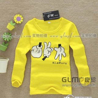 儿童卡通长袖批发字母图案童装长袖T恤批发东莞童装T恤衫批发佛