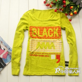 库存长袖T恤批发广州尾货促销T恤便宜库存女式针织衫批发低价批