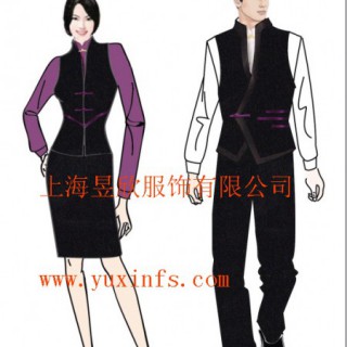 中餐厅服务员工作服 上海定做餐饮服装 西餐厅服装定做