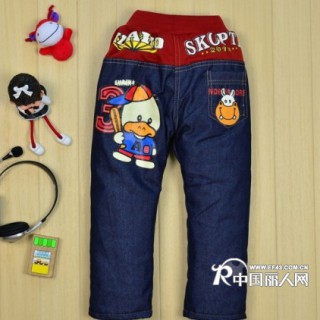 便宜儿童保暖加厚牛仔裤批发时尚新款低价加棉牛仔裤批发工厂促销