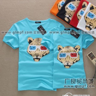 夏季情侣T恤批发夏装情侣T恤衫批发网上情侣衫批发虎门圆领情侣