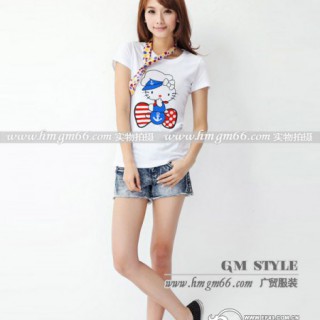 绣花短袖T恤批发卡通T恤衫批发潮流短袖T恤批发韩版新款T恤批