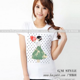 女装批发网上女装T恤批发韩版印花T恤衫批发潮流女装印花T恤批