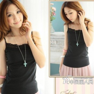 夏装新款韩版女装淑女短袖冰丝连衣裙花边吊带衫批发