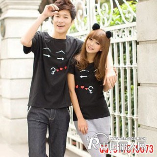 2013夏天情侣装批发男装短袖T恤批发韩版女装长款短袖T恤批
