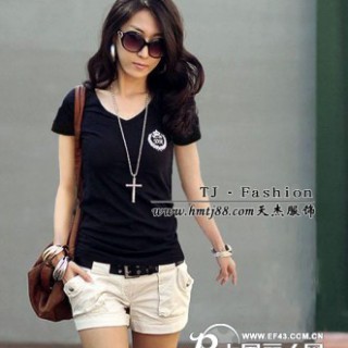 库存厂家时尚韩版女式T恤批发休闲短袖T恤批发纯棉T恤韩版女装